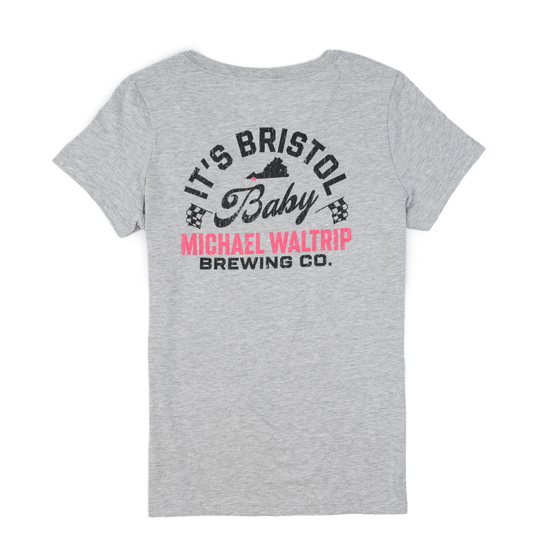 Women's It's Bristol Baby V-Neck Tee - Light Heather Grey