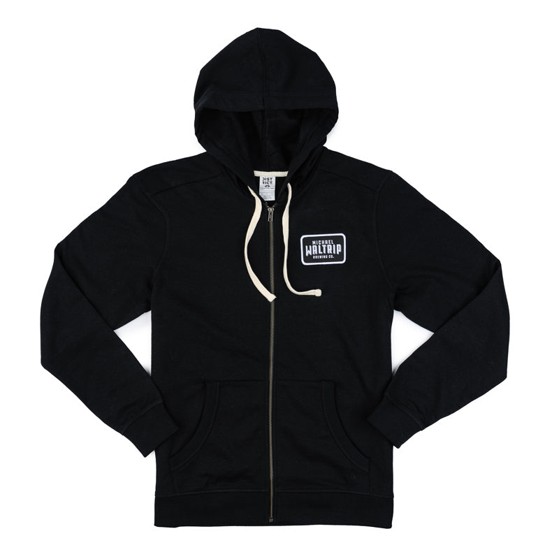 Full Zip Patch Hoodie - Black