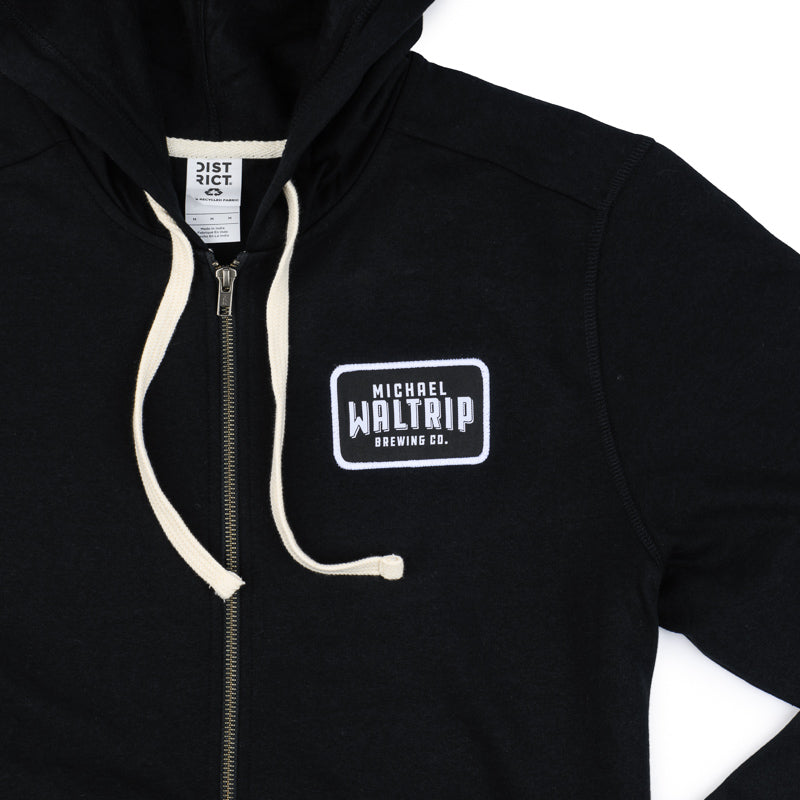 Full Zip Patch Hoodie - Black